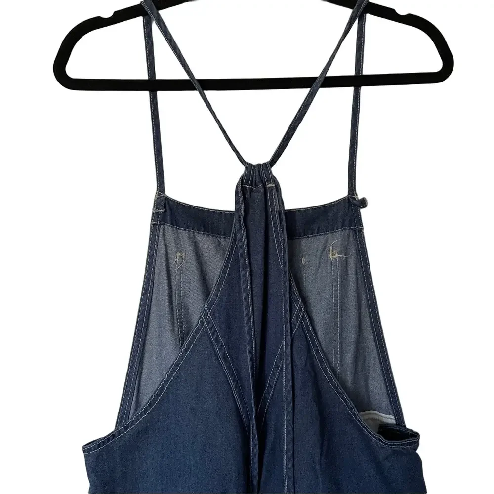 Vintage Manager Wide Straight Leg Denim-look Bib Overalls - Medium 🇨🇦 - Picture 8 of 11